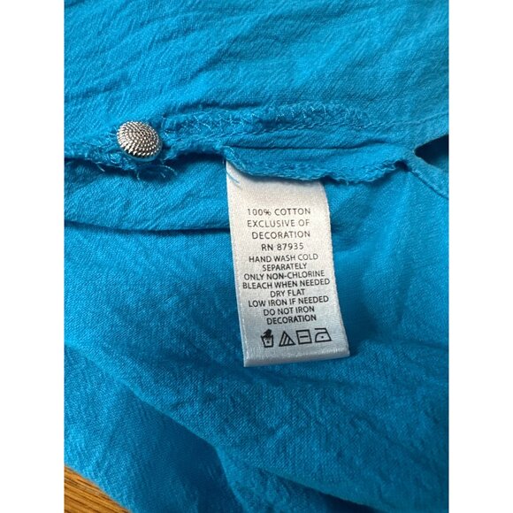 Susan Graver Split Neck Embellished 3/4 Roll Tab Sleeve Blouse Size 1X - Picture 9 of 11